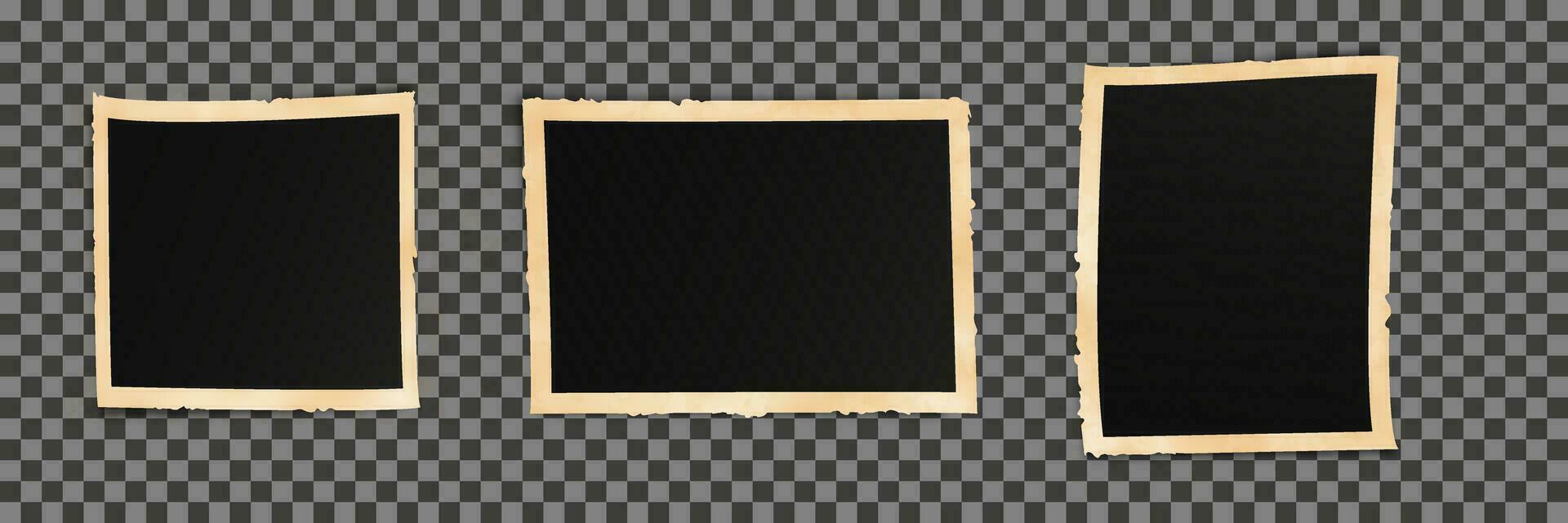 Curves photo frames isolated. Black squares and rectangles for pictures and paintings with realistic design element with instant vector development