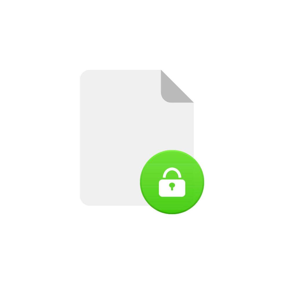 Web document with green lock. Technology data protection with cyber security of emailing important and confidential vector information