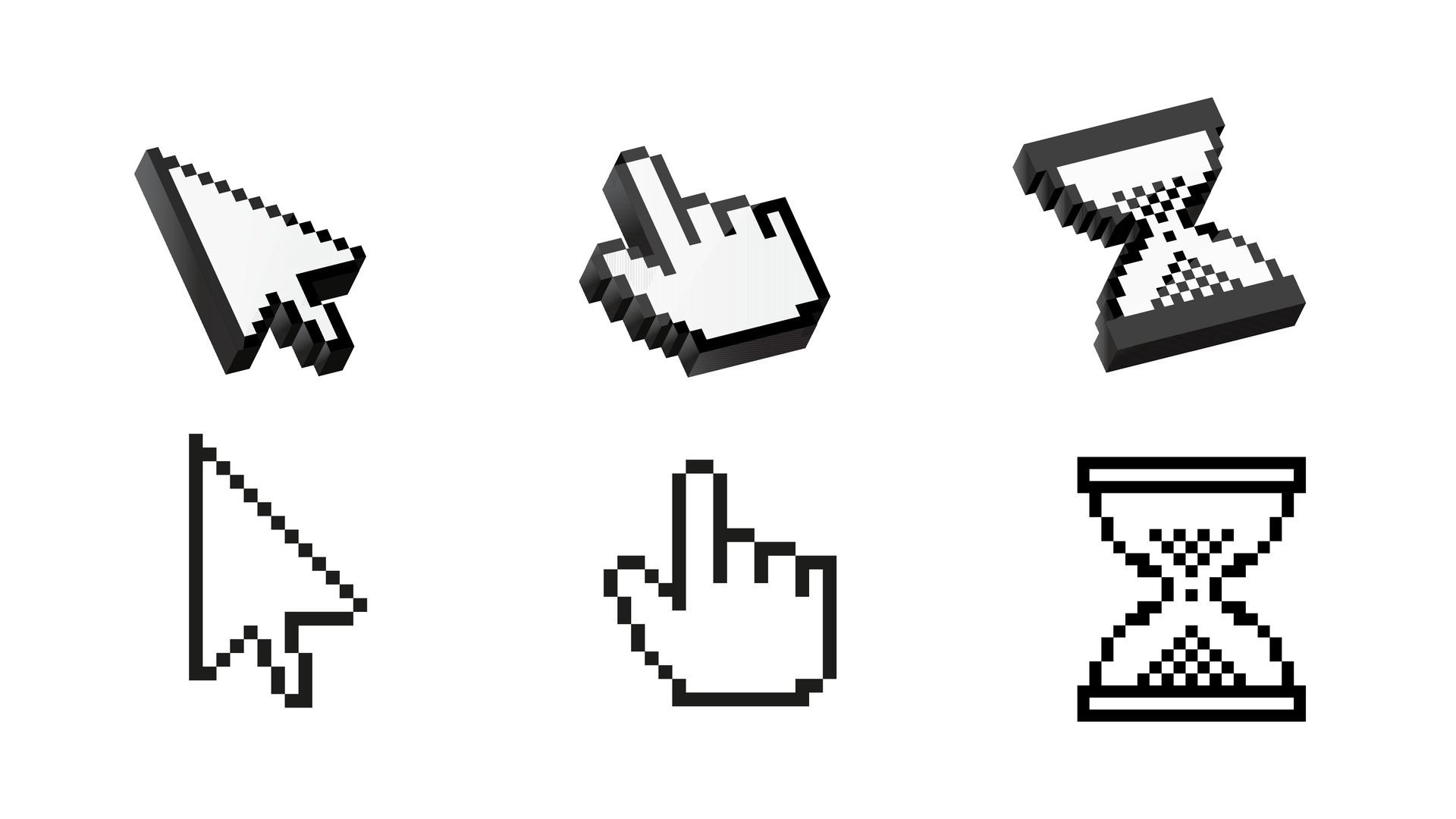 Pointer pixel cursor arrow finger. Computer mouse digital interface ...