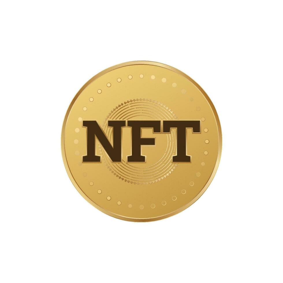 nft dorado simbólico . no fungible simbólico digital moneda moneda vector