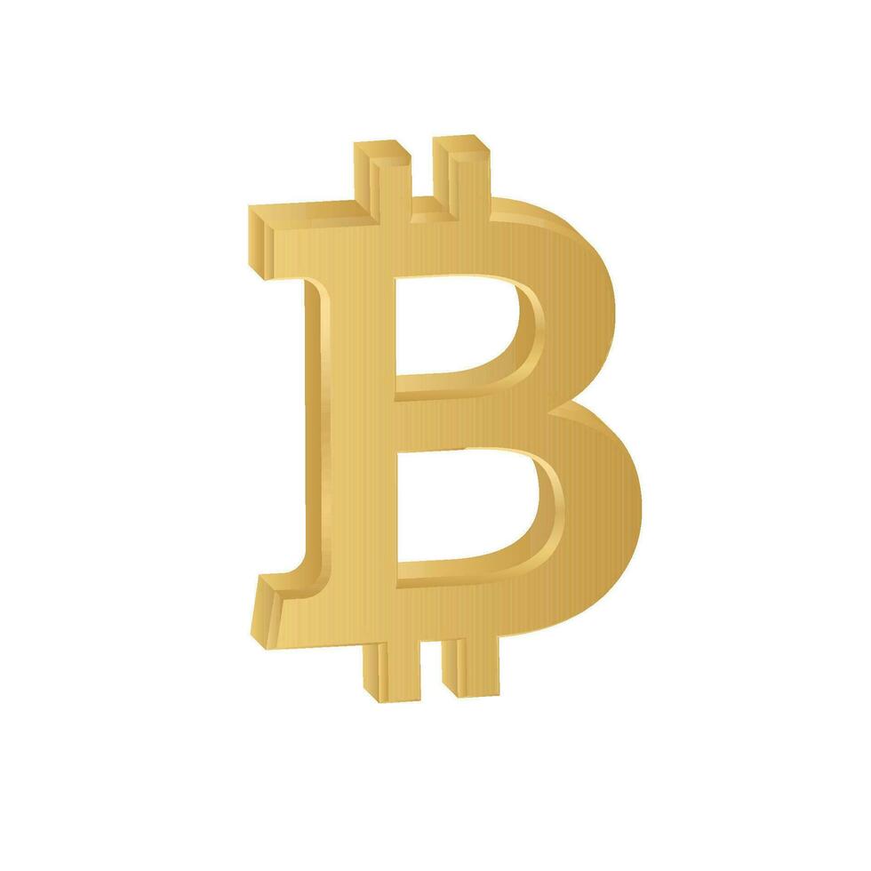 Bitcoin golden 3d sign vector exchange symbol