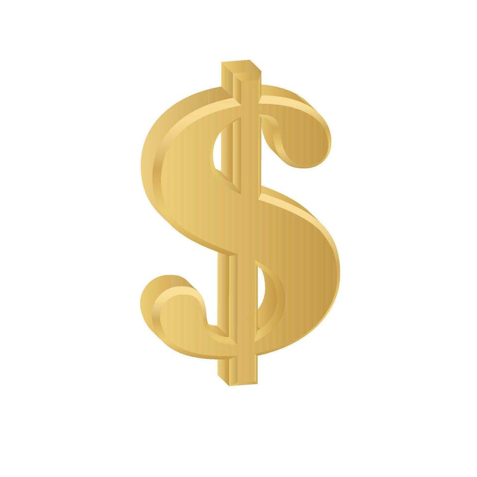 Dollar golden 3d sign vector exchange symbol