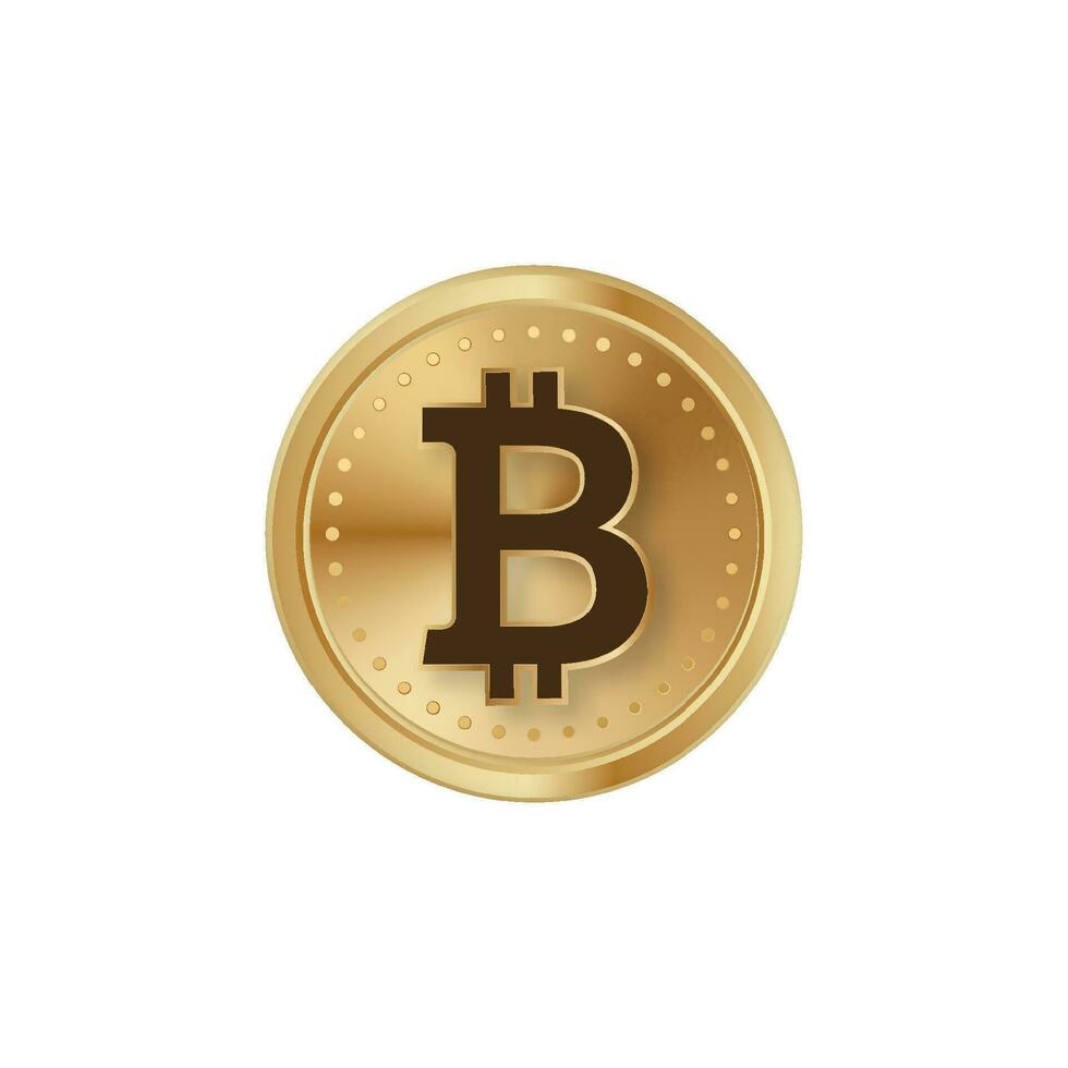 Bitcoin golden coin. Btc digital currency token vector