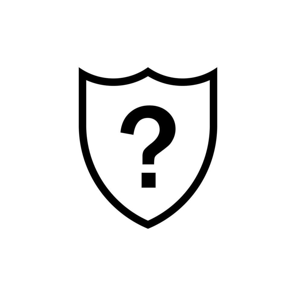 Shield question mark icon. line icon protection faq vector