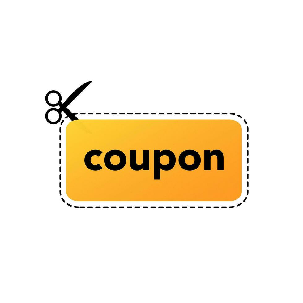 Scissors cut out gold coupon. Price frame voucher for business discount and retail for cutting and marketing vector offers