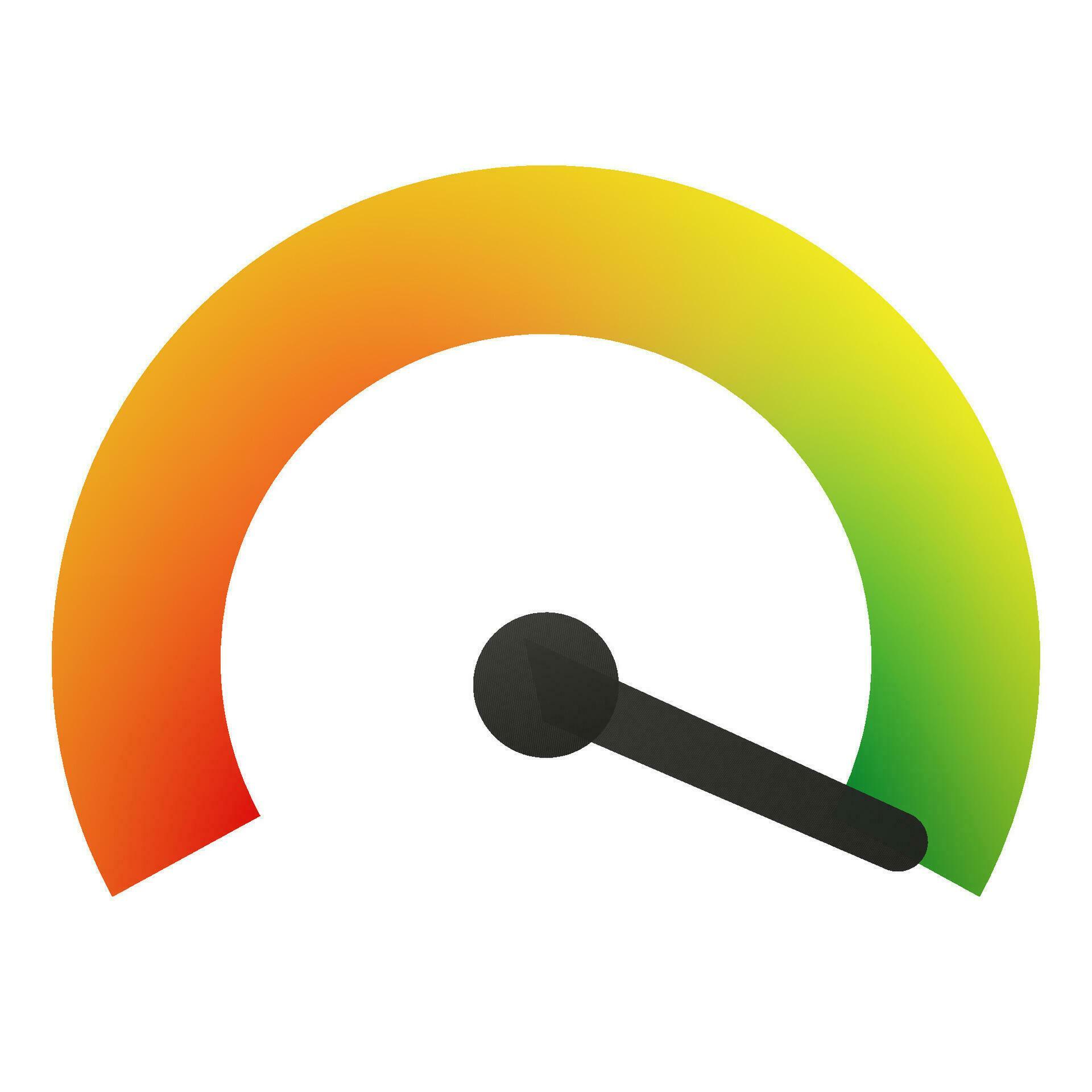 Round scale indicator. Measuring gauge with dial showing positive green