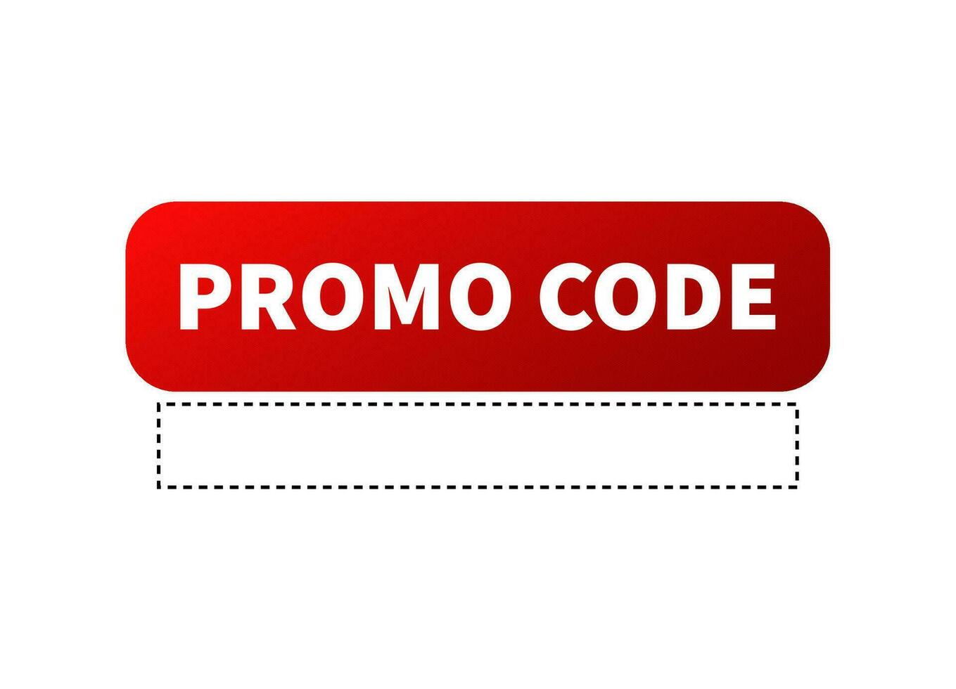 Red promo code with cut out frame. Sticker coupon with break line for business discount and retail for cutting and marketing vector offers