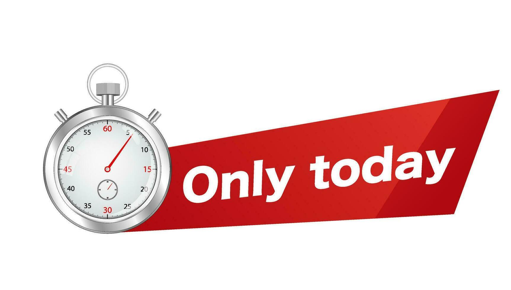 Red time advertising banner only today. Marketing business proposal for advertising retail products and special vector sale