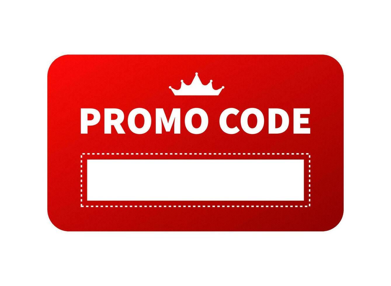 Red card with promo code template. Sticker coupon with break line for business discount and retail for cutting and marketing vector offers