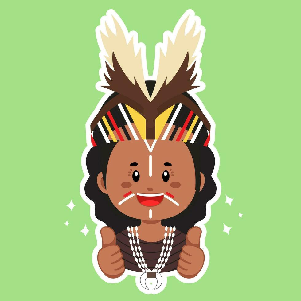 Happy Papua Indonesian Character Sticker vector