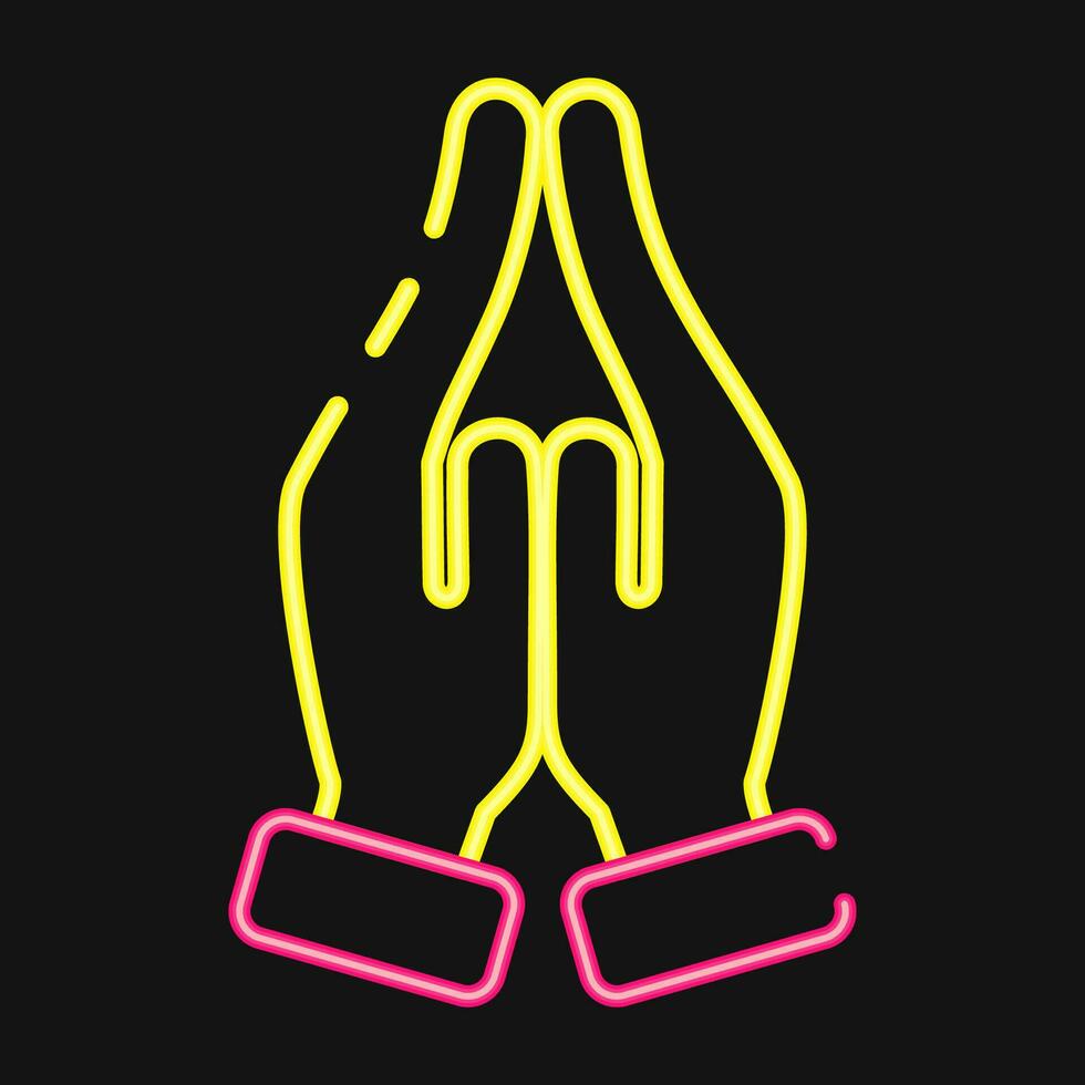 Icon pray. Diwali celebration elements. Icons in neon style. Good for prints, posters, logo, decoration, infographics, etc. vector