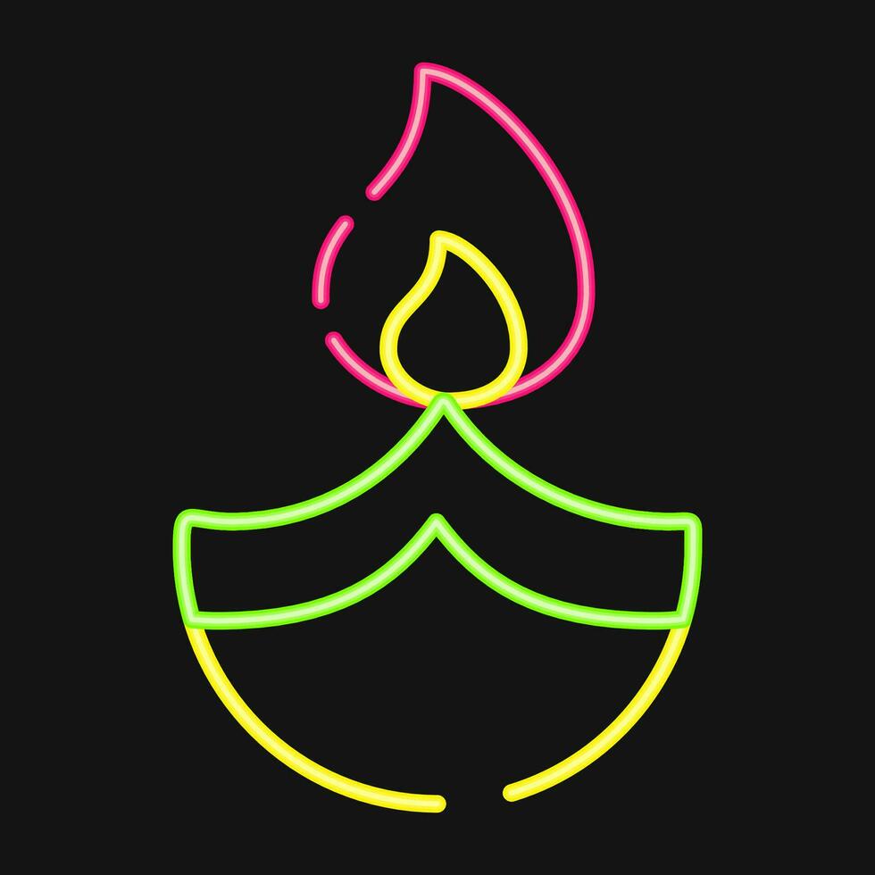 icono fuego lámpara. diwali celebracion elementos. íconos en neón estilo. bueno para huellas dactilares, carteles, logo, decoración, infografía, etc. vector