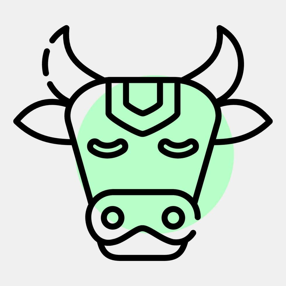 Icon sacred cow. Diwali celebration elements. Icons in color spot style. Good for prints, posters, logo, decoration, infographics, etc. vector