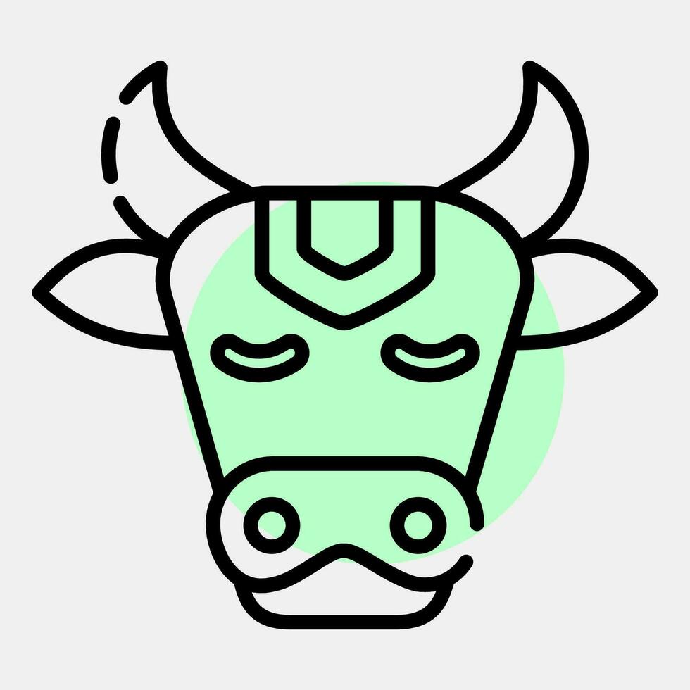 icono sagrado vaca. diwali celebracion elementos. íconos en color Mancha estilo. bueno para huellas dactilares, carteles, logo, decoración, infografía, etc. vector