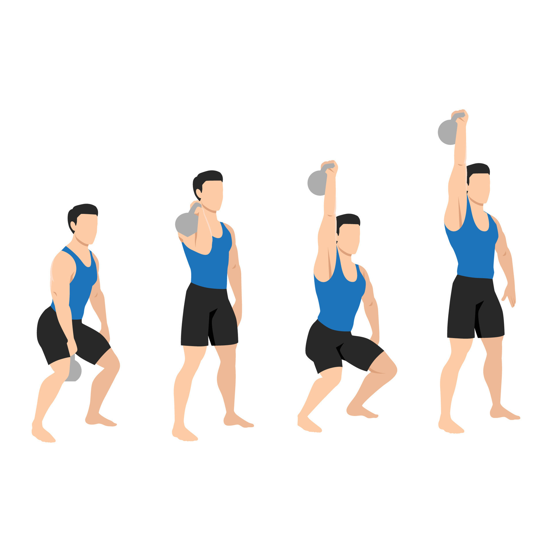 Man doing kettlebell clean and jerk exercise. 32404879 Vector Art at Vecteezy
