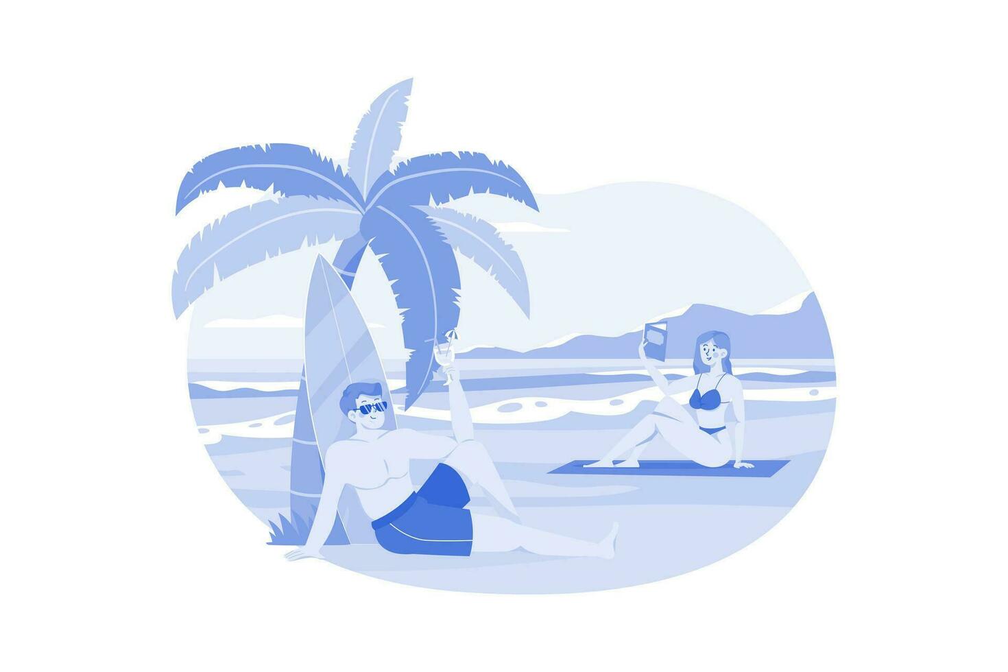 Young People Are Resting On The Seashore vector