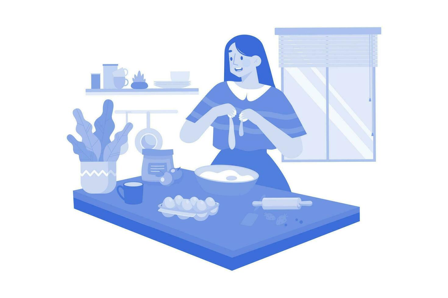 concepto de ilustración de cocina y cocina sobre fondo blanco vector