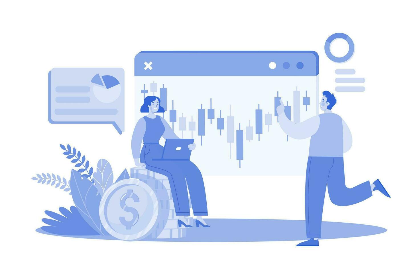 Stock Market Exchange Illustration concept. A flat illustration isolated on white background vector