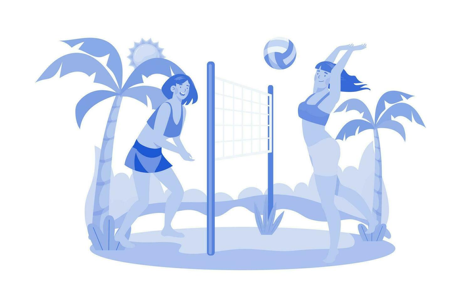 Girl Playing Beach Volleyball vector