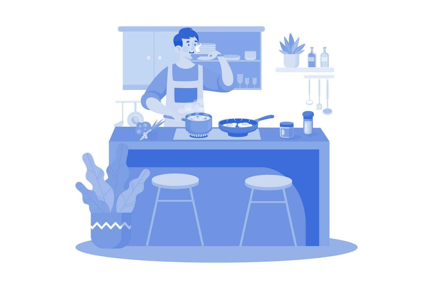 Cocinando y cocina ilustración concepto en blanco antecedentes vector