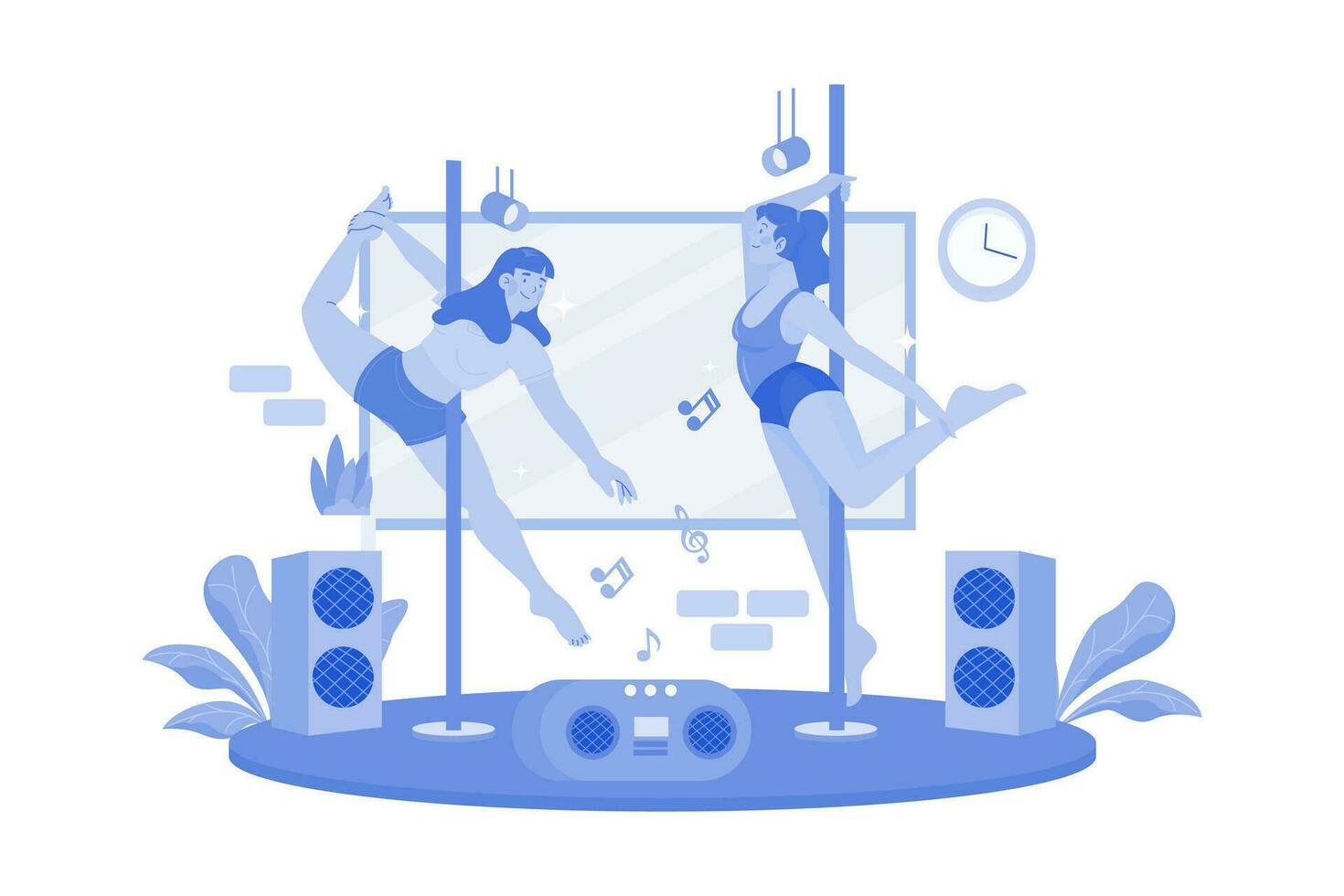 Girls Dancing On A Pylon vector