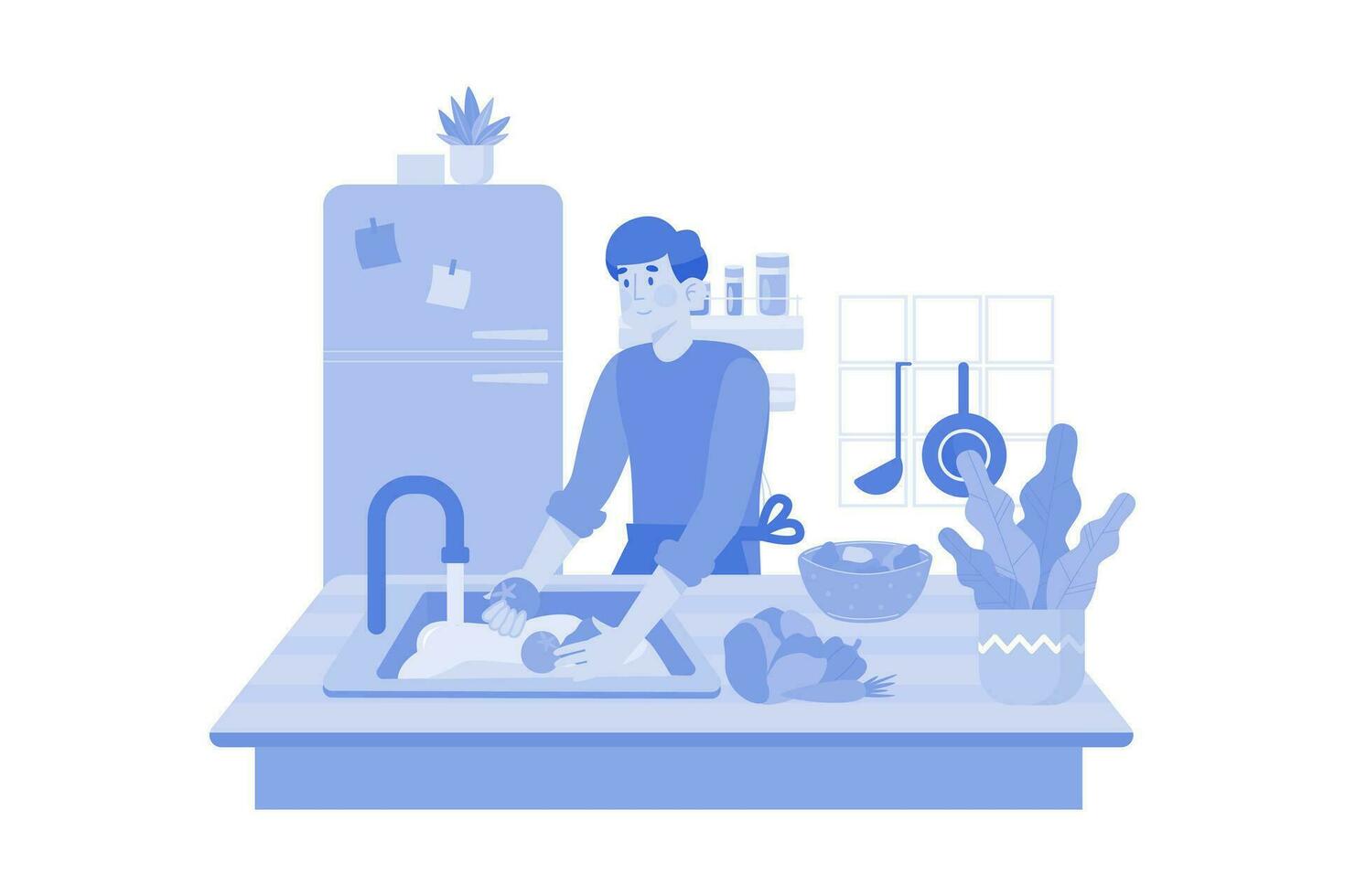 Cocinando y cocina ilustración concepto en blanco antecedentes vector