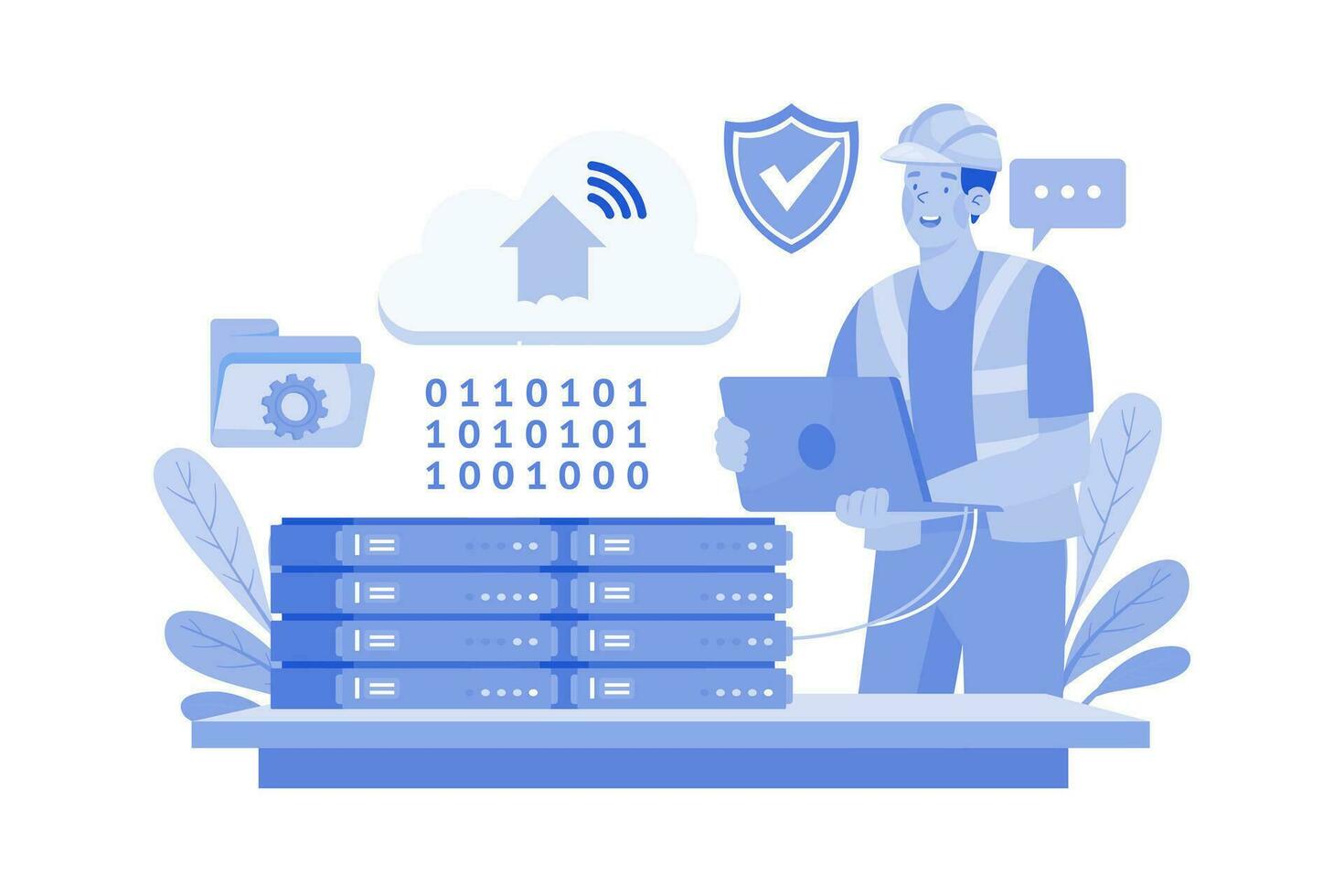 Server Maintenance Illustration concept. A flat illustration isolated on white background vector
