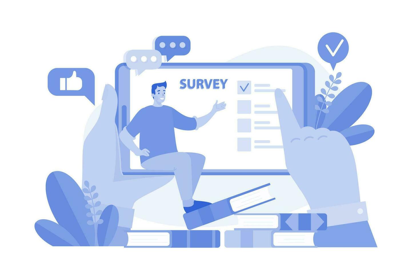 Man Answering Online Survey. vector