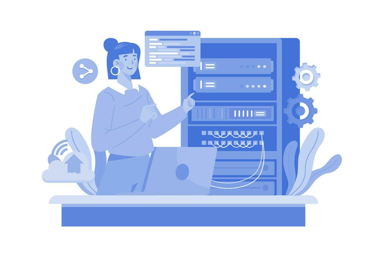 Server Maintenance Illustration concept. A flat illustration isolated on white background vector