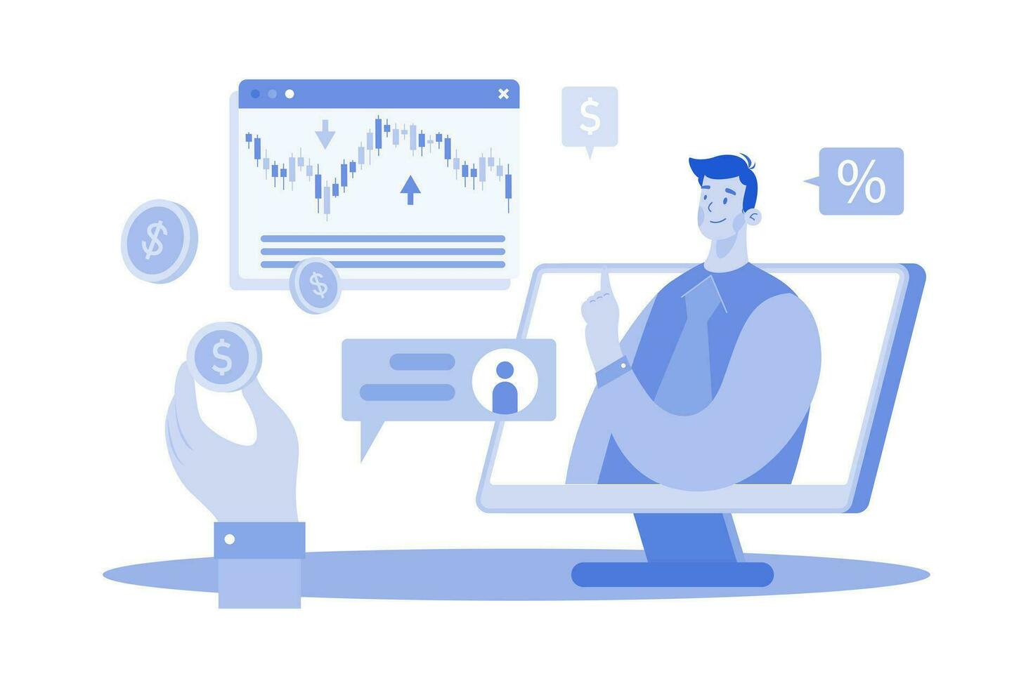 Stockbroker Illustration concept. A flat illustration isolated on white background vector