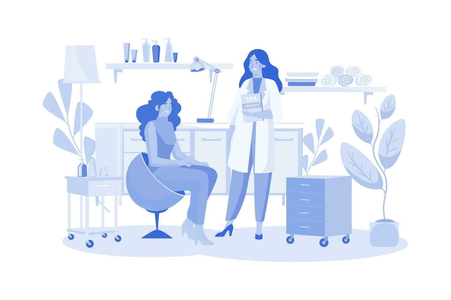 Customers Receiving Services in Spa Salons vector