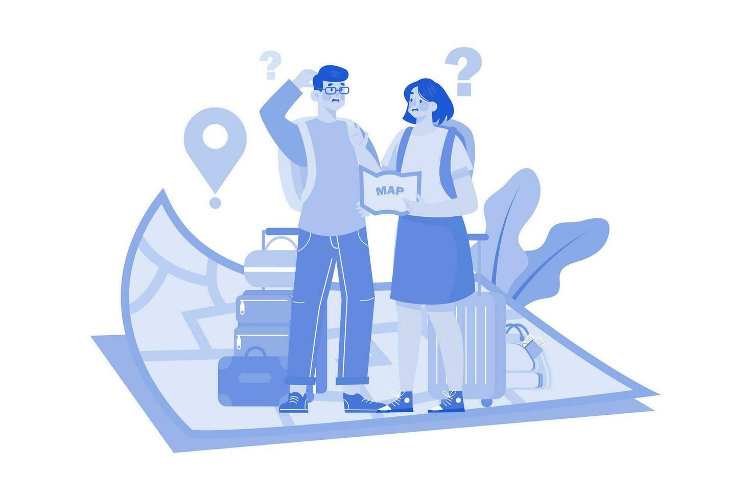 The Couple Got Lost While Traveling Abroad vector