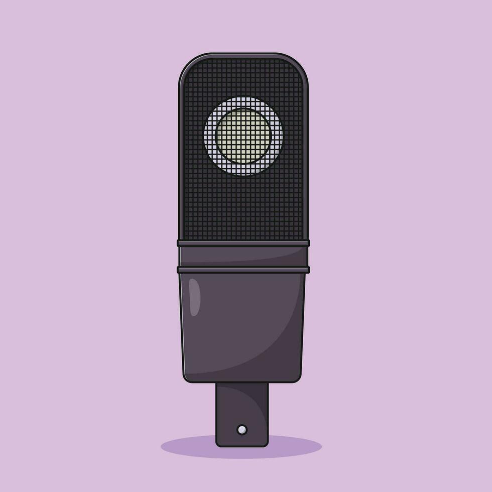 Microphone Vector Icon Illustration. Vector. Mike Flat Cartoon Style Suitable for Web Landing Page, Banner, Flyer, Sticker, Wallpaper, Background