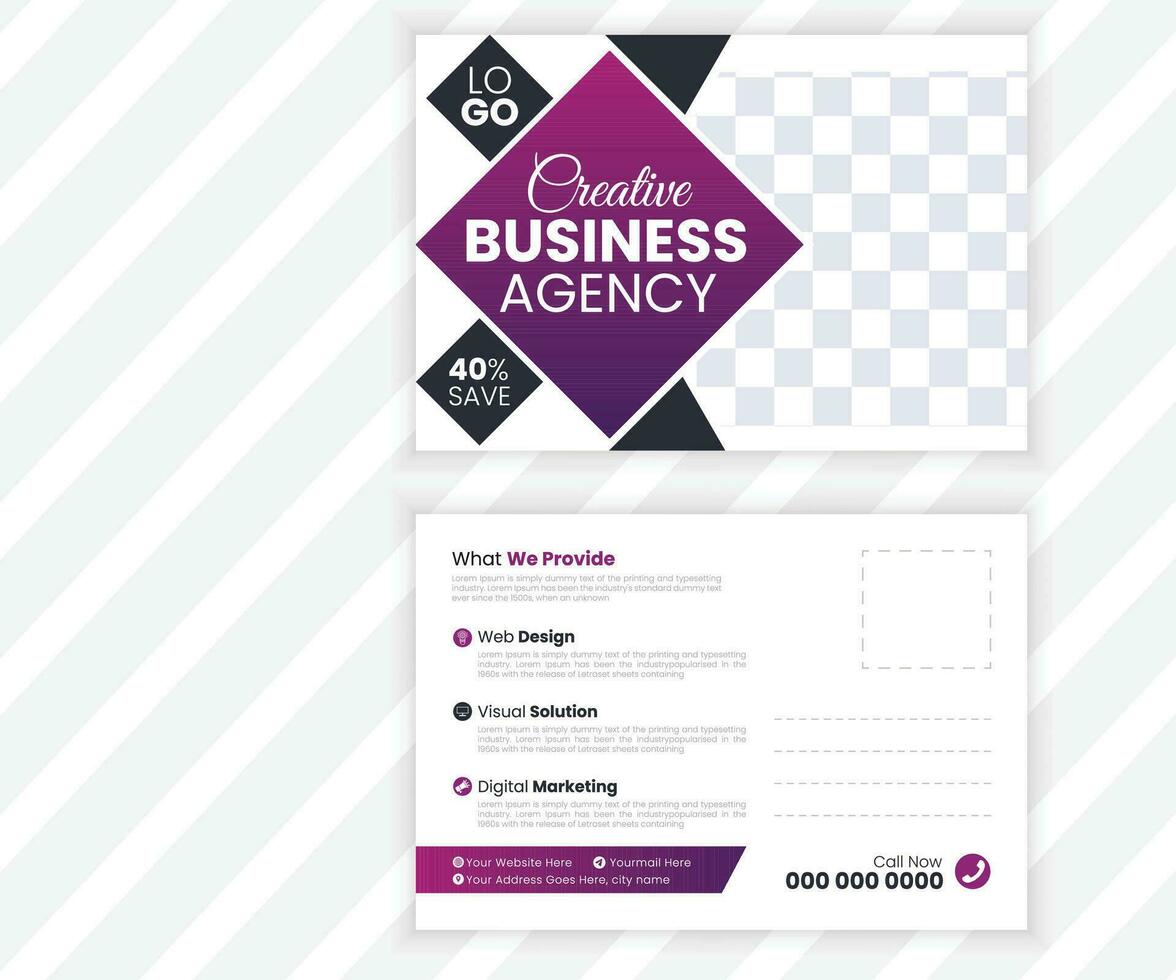 Vector corporate business or marketing agency postcard template