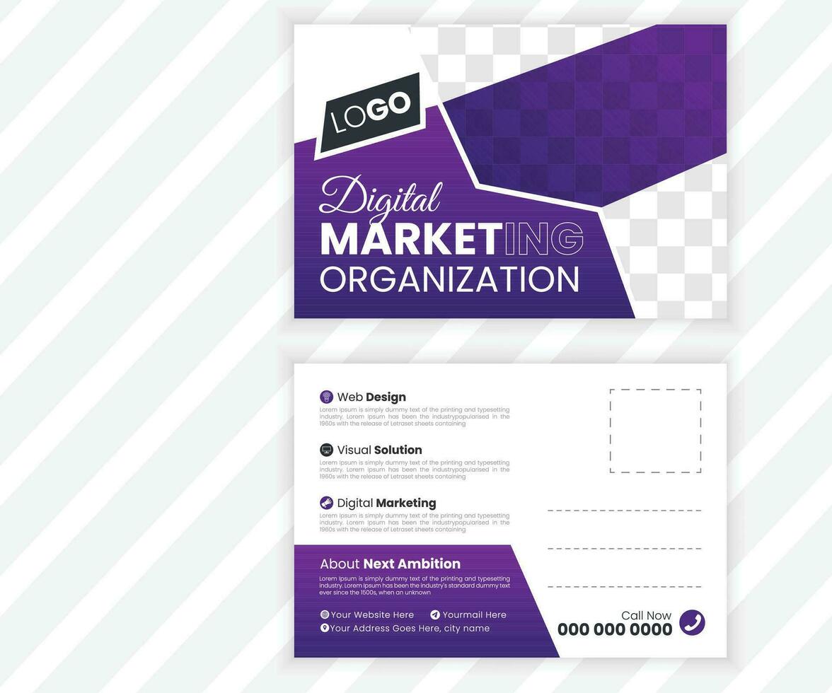 Vector corporate business or marketing agency postcard template