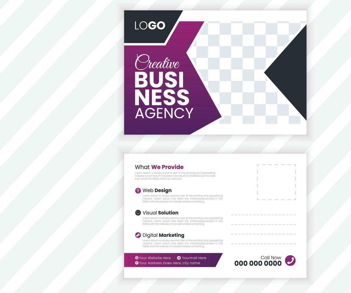 Vector corporate business or marketing agency postcard template