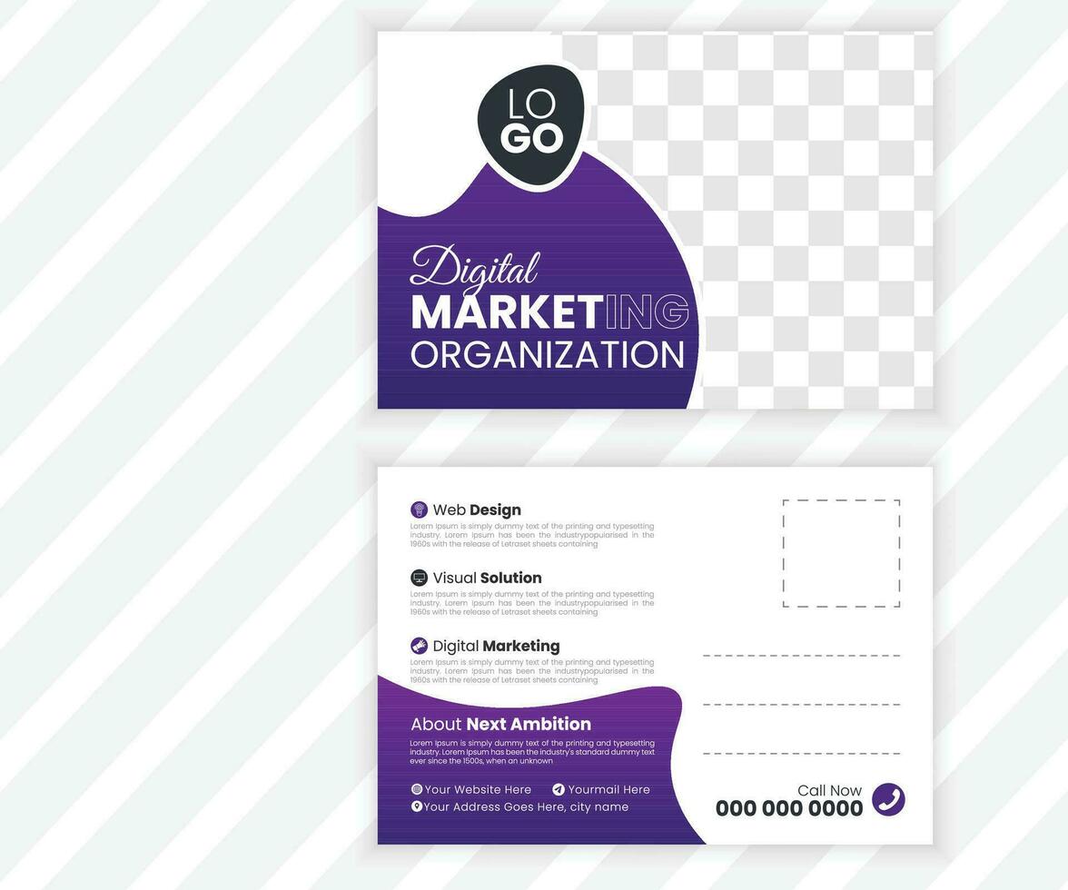 Vector corporate business or marketing agency postcard template