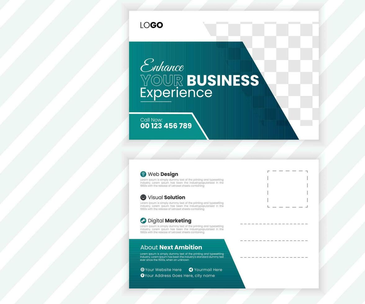 Vector corporate business or marketing agency postcard template