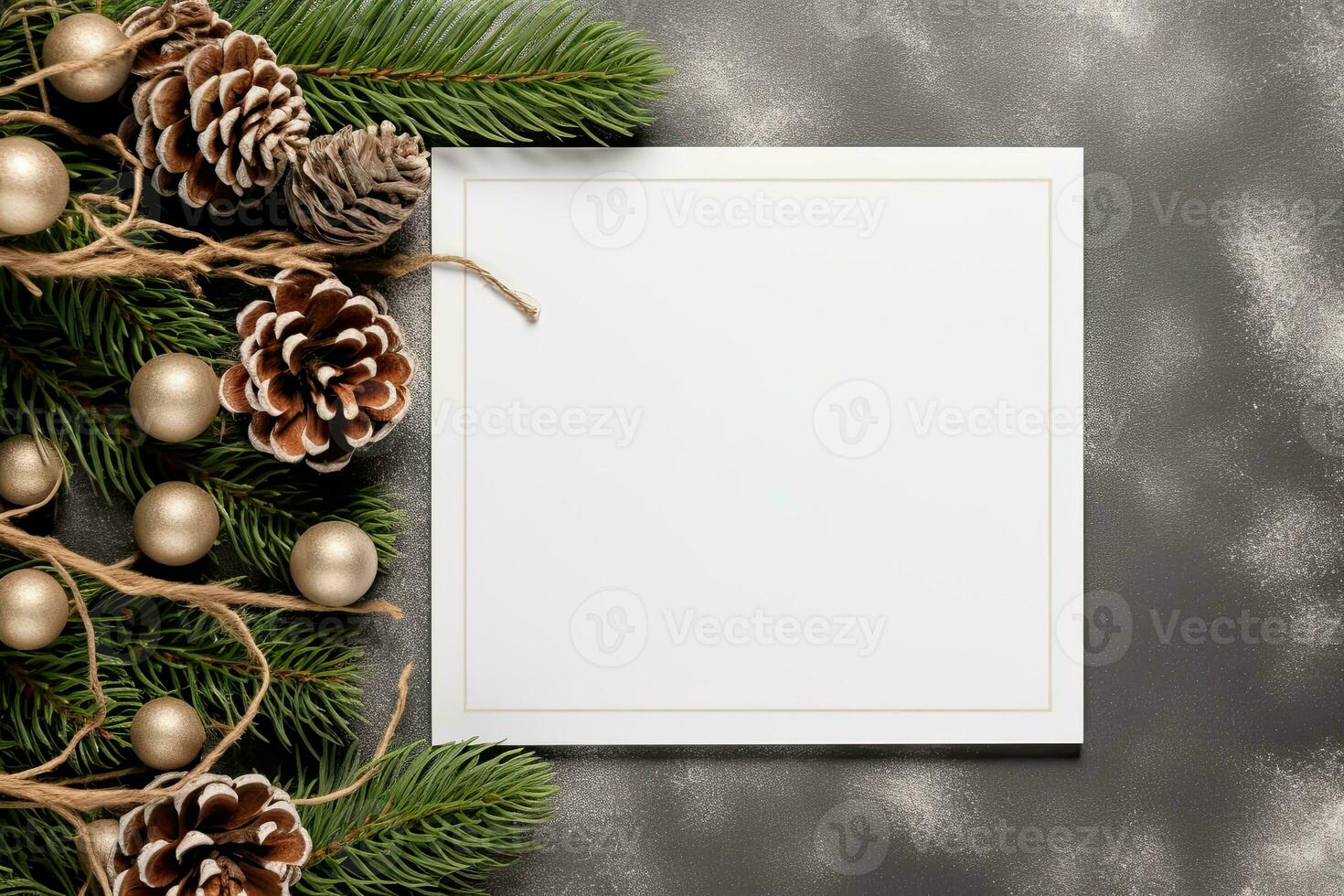 White empty blank mockup with christmas decorations. AI generated photo