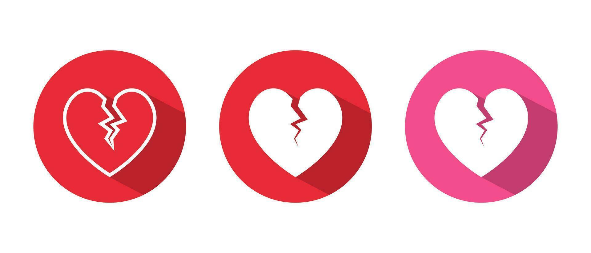 Cracked heart, broken love icon vector in flat style