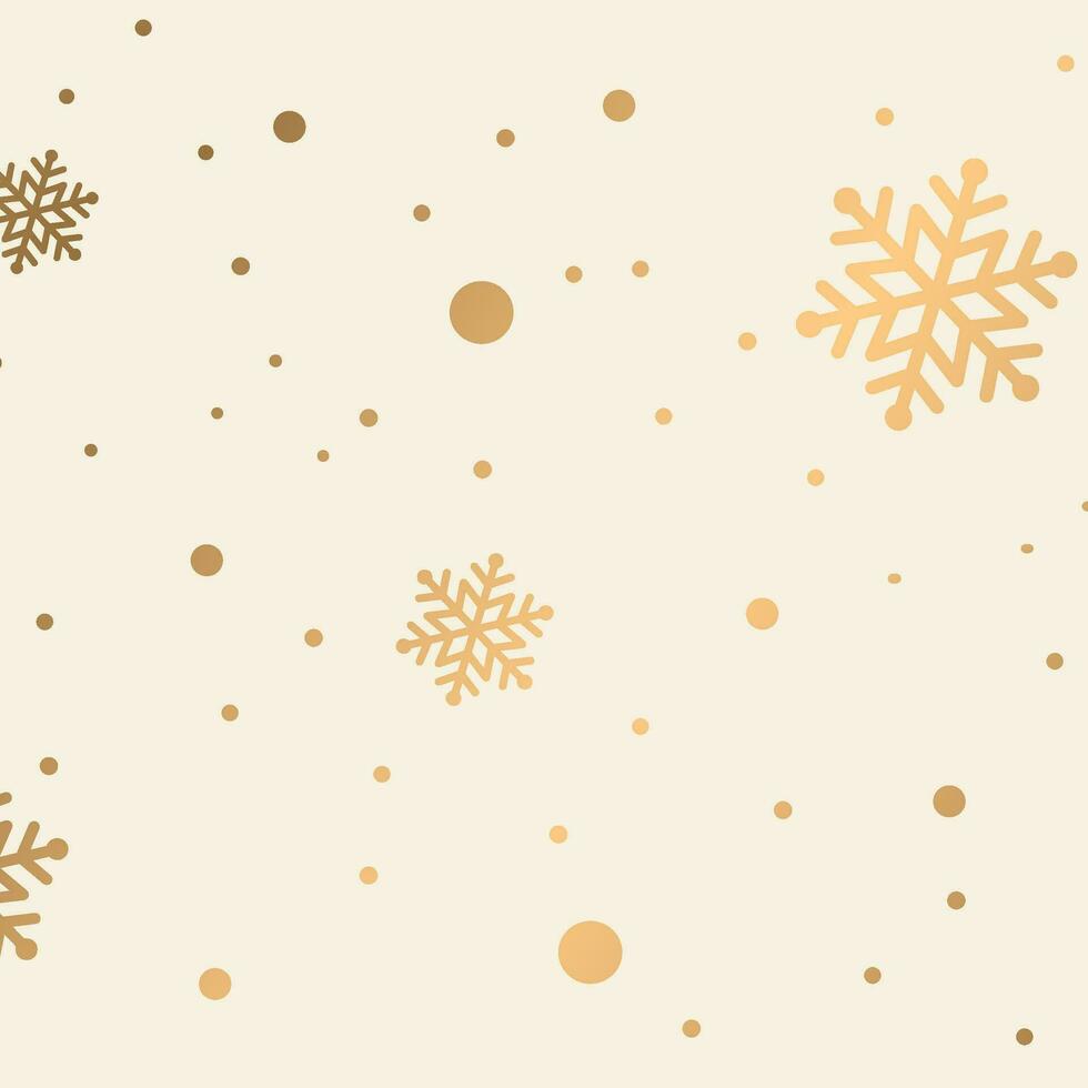 Christmas Golden Snowflakes Pattern On Beige Background vector