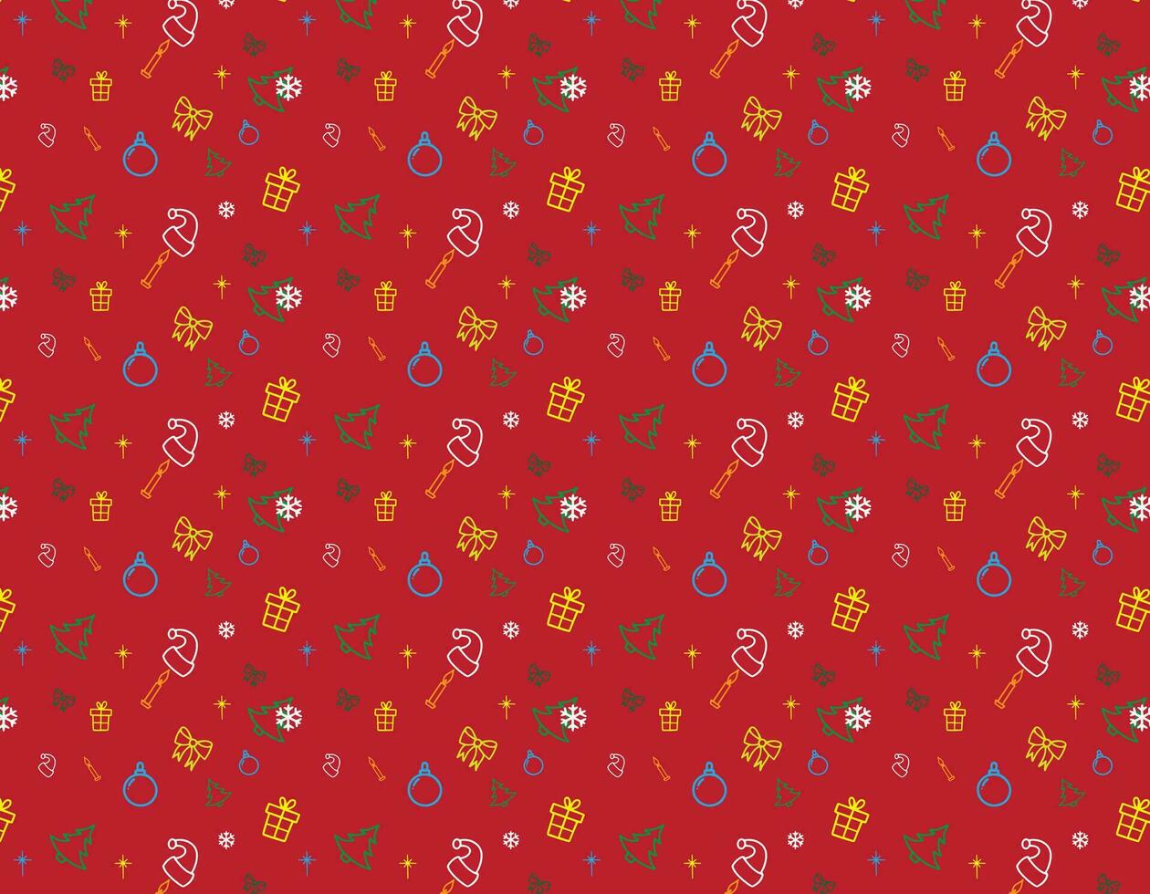 Christmas Icon Pattern Red Background vector