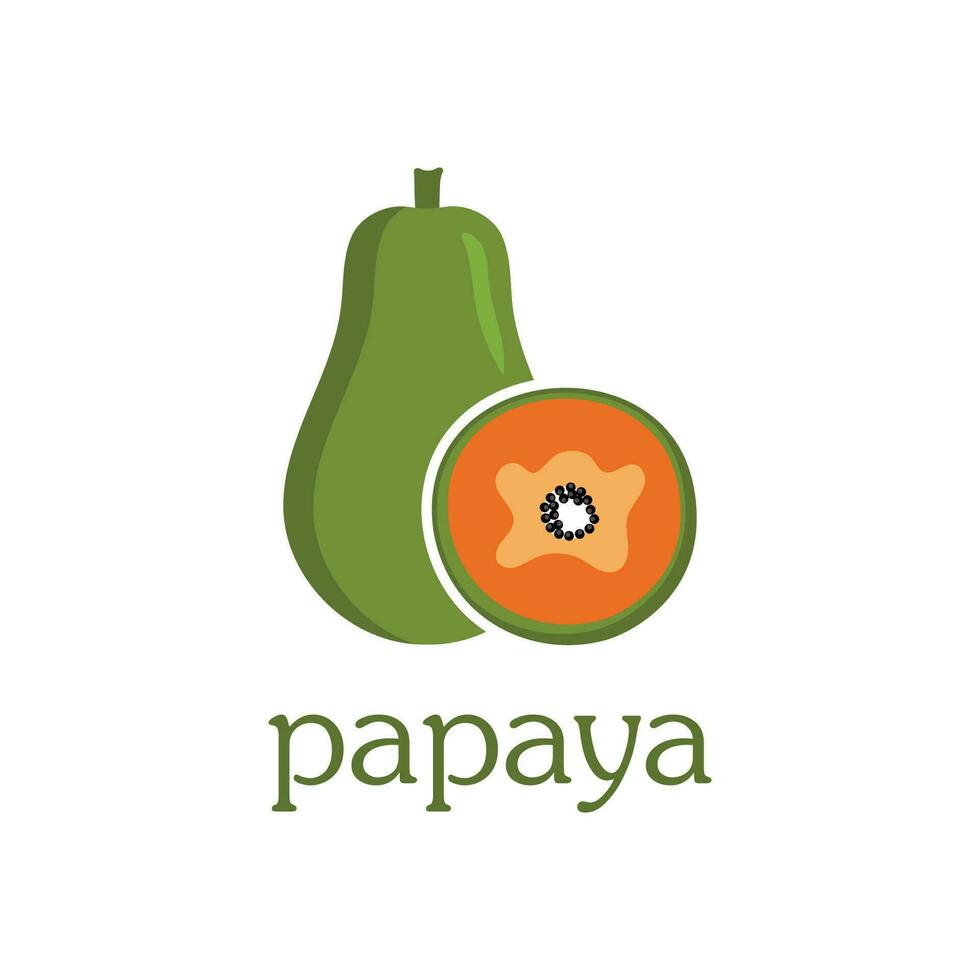 Fresco papaya Fruta logo modelo vector ilustración