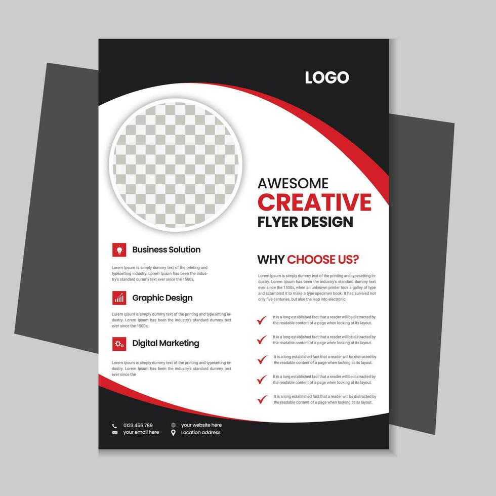 A4 business flyer template design, corporate brochure, marketing flyer, advertising flyer template design with mockup vector