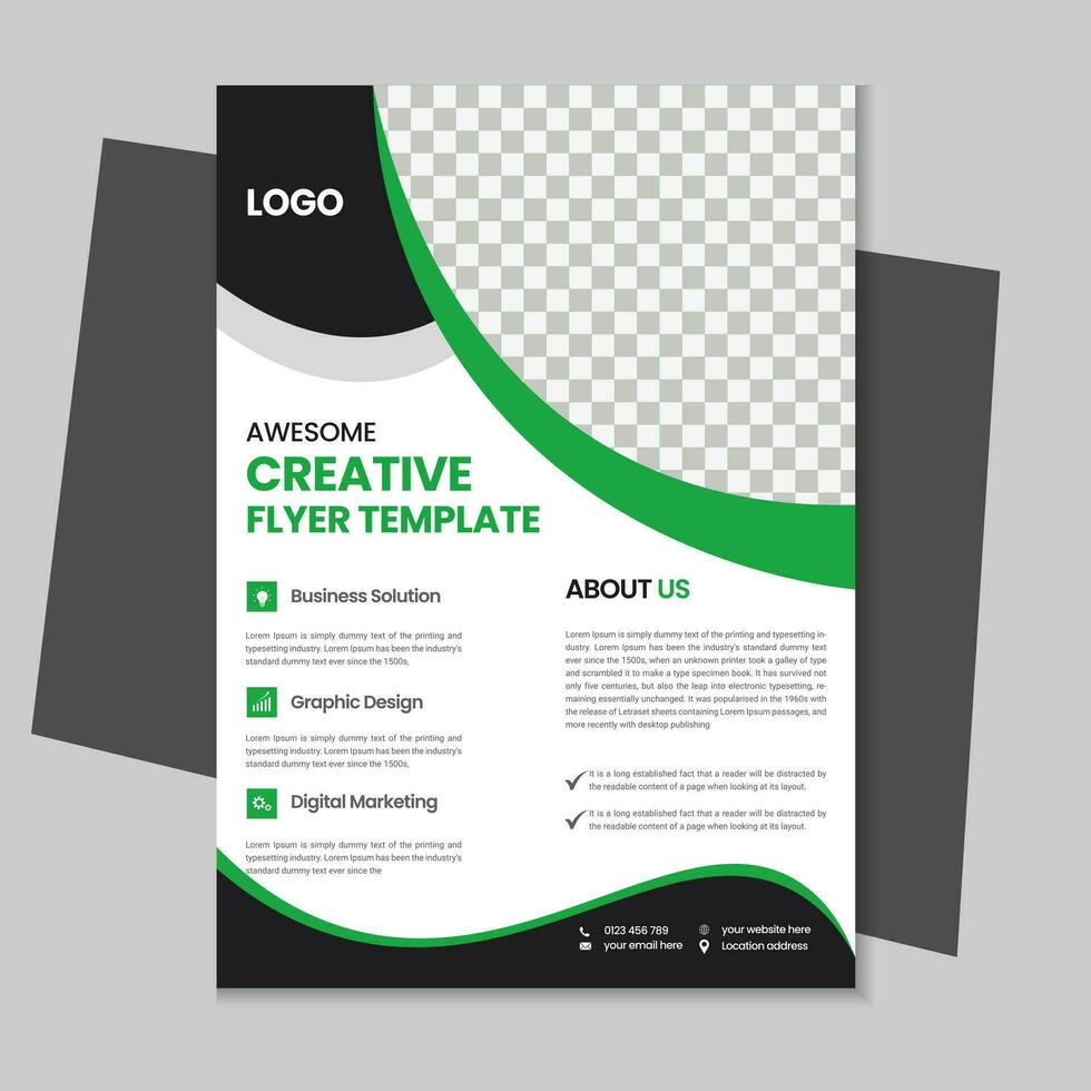 A4 business flyer template design, corporate brochure, marketing flyer, advertising flyer template design with mockup vector