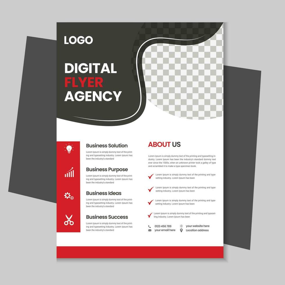 A4 business flyer template design, corporate brochure, marketing flyer, advertising flyer template design with mockup vector