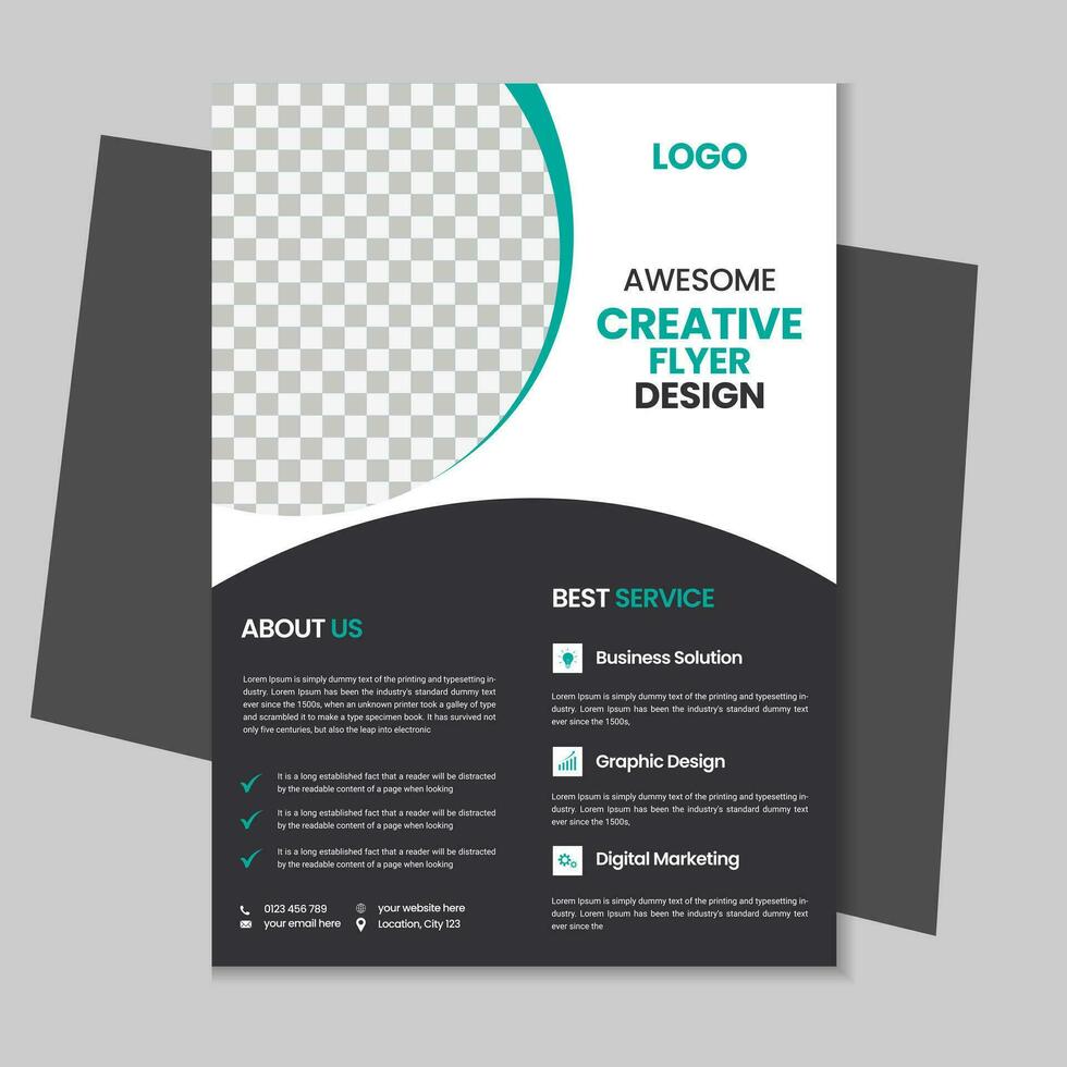 A4 business flyer template design, corporate brochure, marketing flyer, advertising flyer template design with mockup vector
