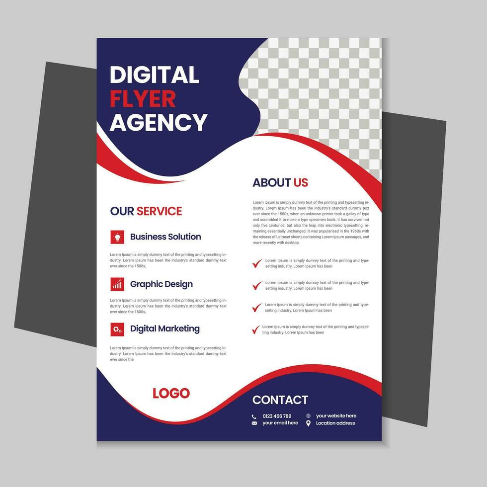 A4 business flyer template design, corporate brochure, marketing flyer, advertising flyer template design with mockup vector