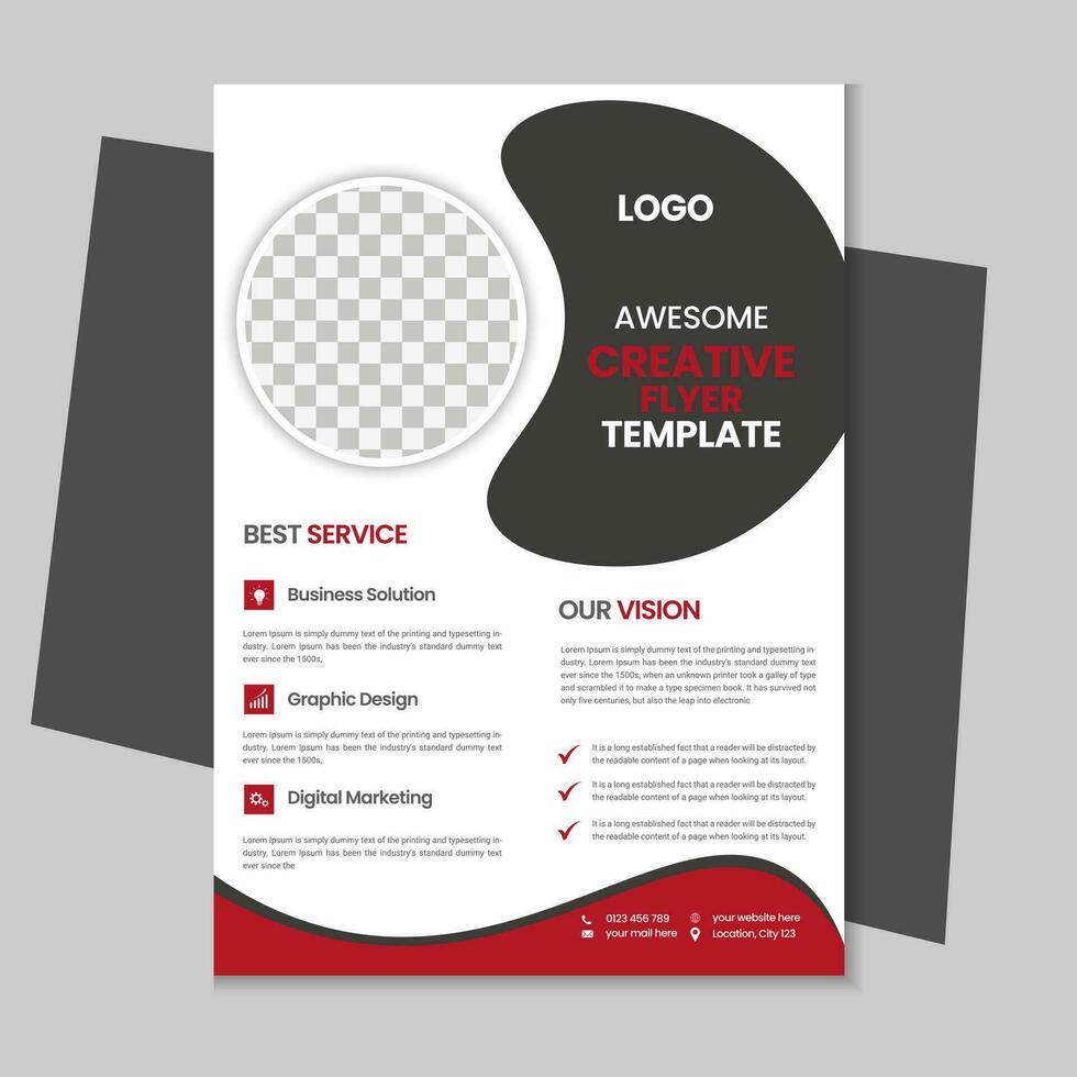 A4 business flyer template design, corporate brochure, marketing flyer, advertising flyer template design with mockup vector