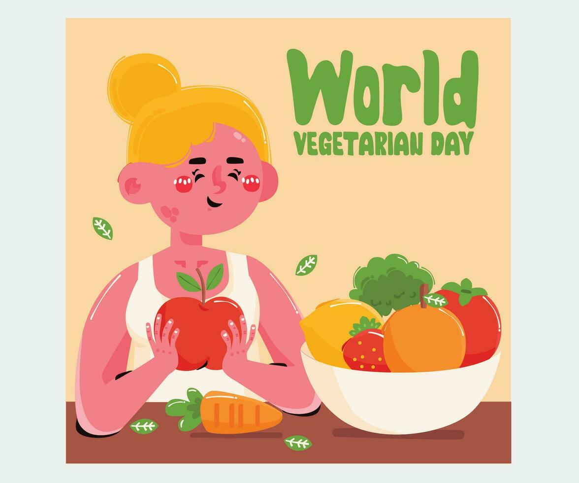 mundo vegetariano día ilustración 2 vector